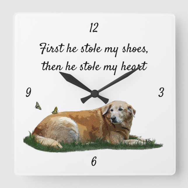 Yellow Labrador Mixed Breed Dog Wall Clock (Front)