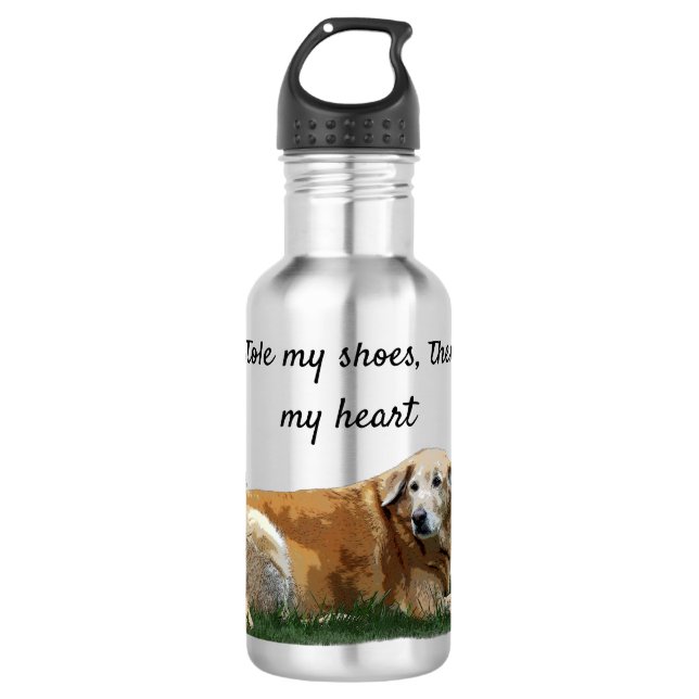 Yellow Labrador Mixed Breed Dog Water Bottle (Front)