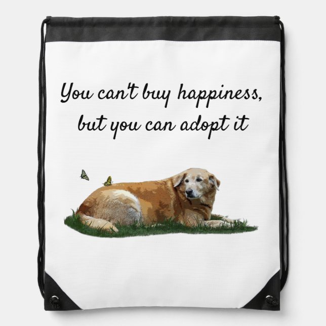 Yellow Labrador Mixed Dog Drawstring Backpack (Front)