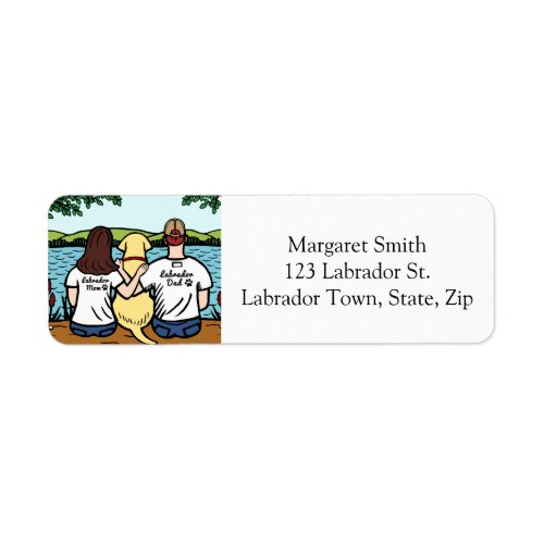 Yellow Labrador Mom Dad Long Return Address Label