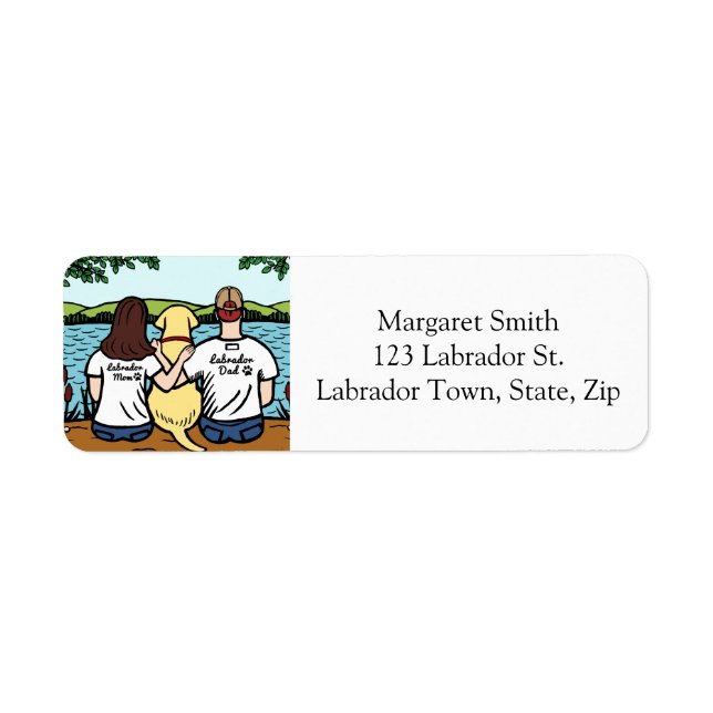 Yellow Labrador Mom Dad Long Return Address Label (Front)