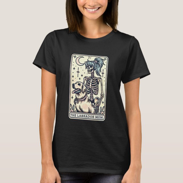 Yellow Labrador Mom Tarot Card Skeleton Lab Mom Wi T-Shirt (Front)