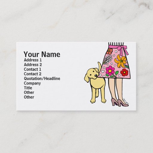 Customizable Yellow Labrador &amp; Mom's Skirt Cartoon Business Cards
