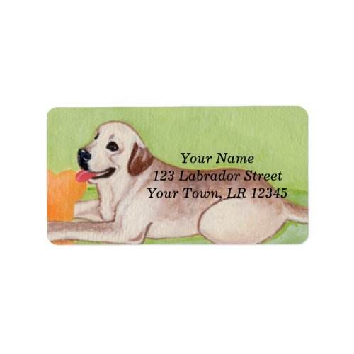 Yellow Labrador on the green couch Label