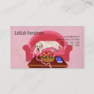 Yellow Labrador on the pink couch Business Card