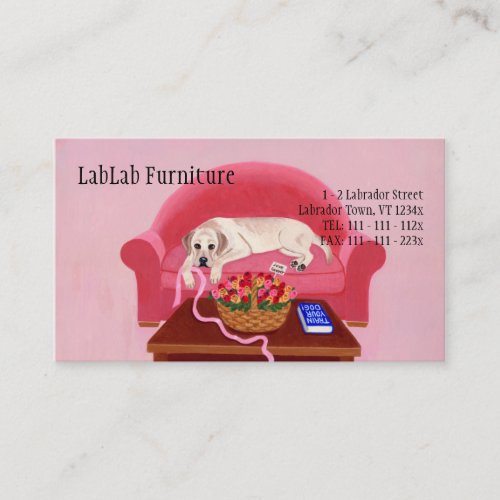 Yellow Labrador on the pink couch Business Card Templates