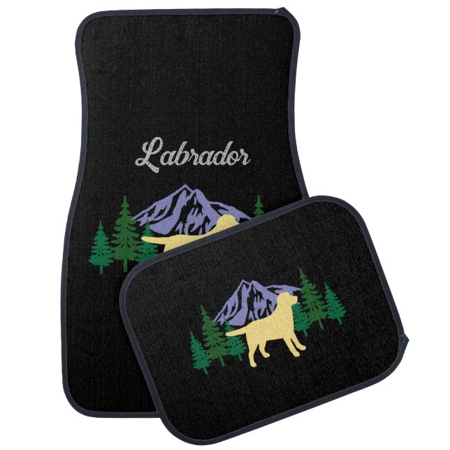 Yellow Labrador Outline Evergreen Car Floor Mat (Set)