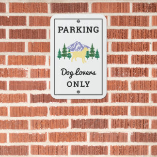 Yellow Labrador Outline Evergreen Parking Metal Sign