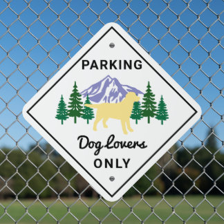 Yellow Labrador Outline Evergreen Parking Metal Sign