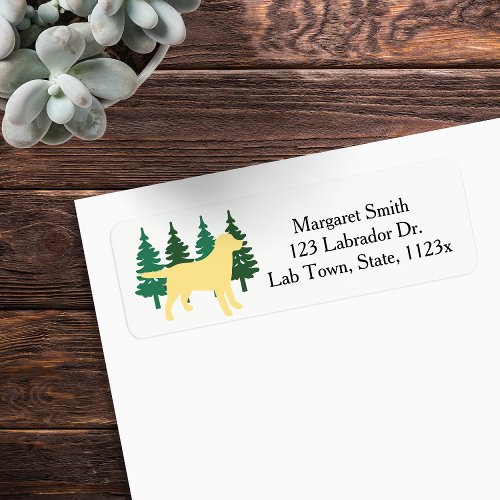 Yellow Labrador Outline Evergreen Return Address Label