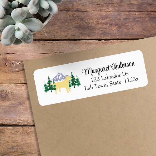 Yellow Labrador Outline Evergreen Return Address Label