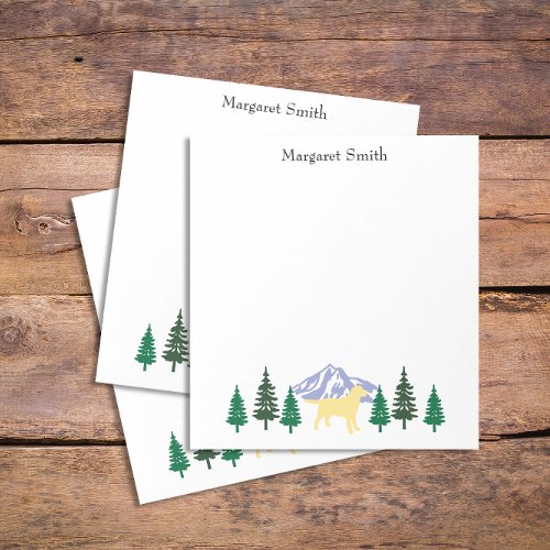 Yellow Labrador Outline Evergreen Trees Notepad