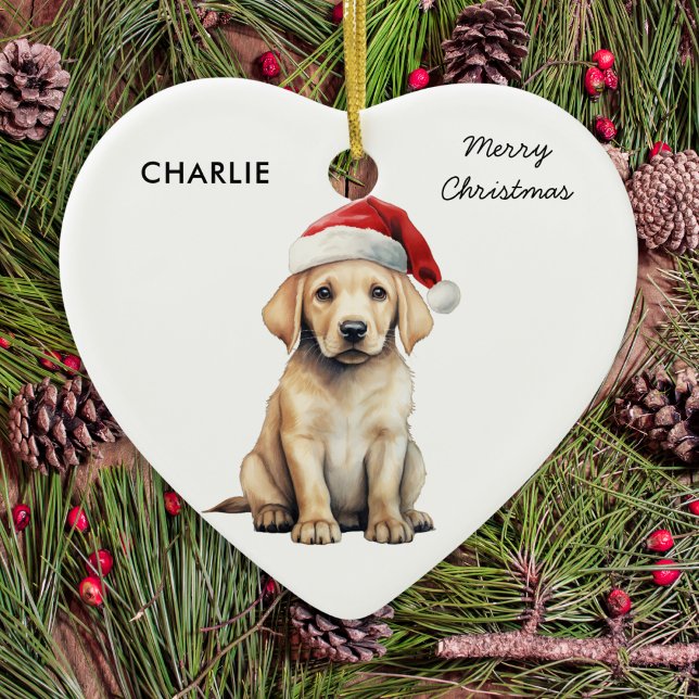 Yellow Labrador Personalized Dog Lover Christmas  Ceramic Ornament (Creator Uploaded)
