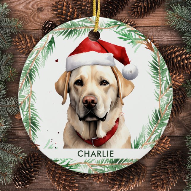 Yellow Labrador Personalized Dog Lover Christmas  Ceramic Ornament (Creator Uploaded)