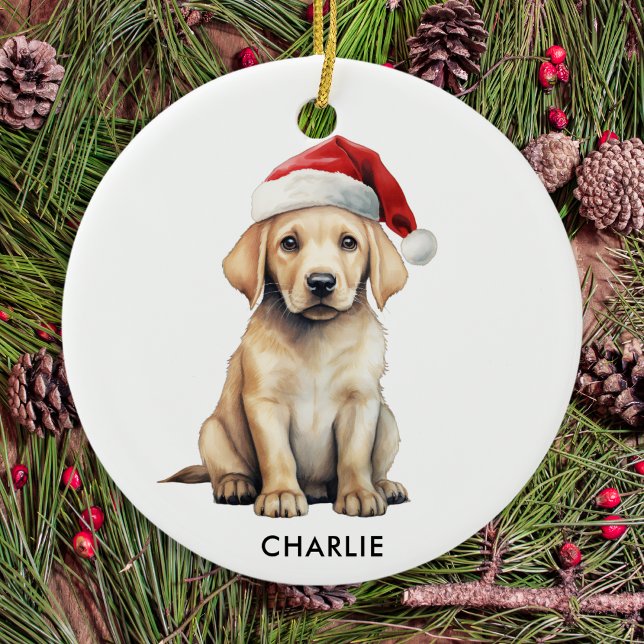 Yellow Labrador Personalized Dog Lover Christmas  Ceramic Ornament (Creator Uploaded)