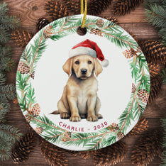 Yellow Labrador Personalized Dog Lover Christmas  Ceramic Ornament at Zazzle