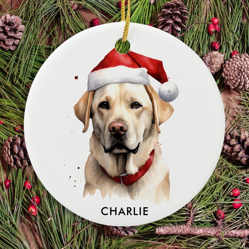 Yellow Labrador Personalized Dog Lover Christmas  Ceramic Ornament