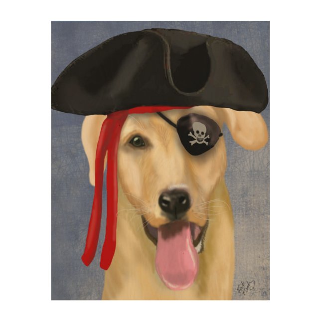 Yellow Labrador Pirate Wood Wall Art (Front)