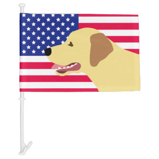 Yellow Labrador Profile US Flag 
