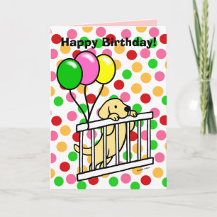 Yellow Labrador Puppy Cartoon Birthday Card