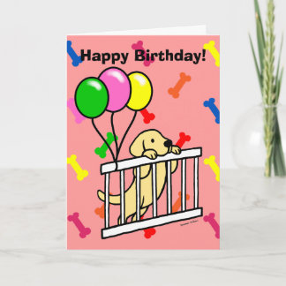 Yellow Labrador Puppy Cartoon Card