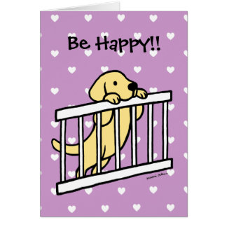 Yellow Labrador Puppy Cartoon Hearts