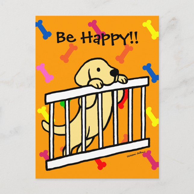 Yellow Labrador Puppy Cartoon Postcard (Front)