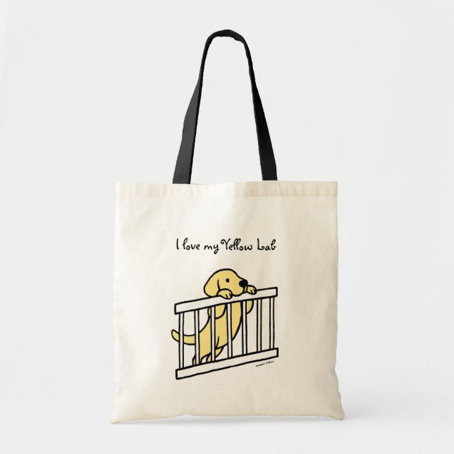 Yellow Labrador Puppy Cartoon Tote Bag (Front)