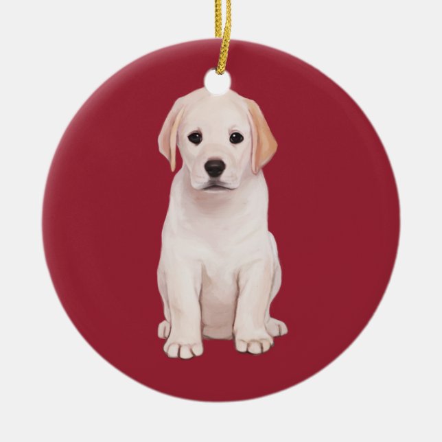 Yellow Labrador Puppy Ceramic Ornament (Front)