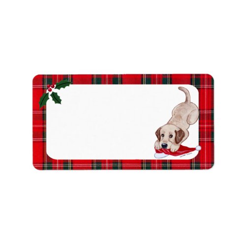 Yellow Labrador Puppy Christmas Label