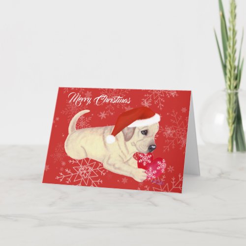 Yellow Labrador Puppy Christmas Snowflake Holiday Card