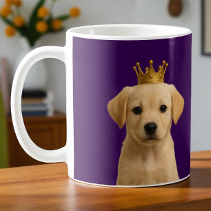 Yellow Labrador Puppy in Gold Crown Cute Coffee Mug