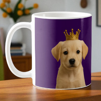 Yellow Labrador Puppy in Gold Crown Cute Coffee Mug