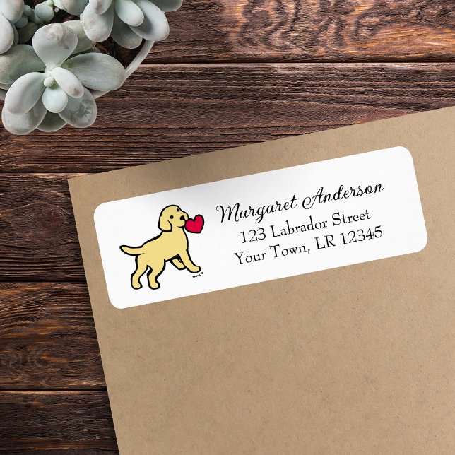 Yellow Labrador Puppy Return Address Label (Yellow Labrador Puppy Little Heart Return Address Labels for Labrador Owners.  Labrador Cartoon.)