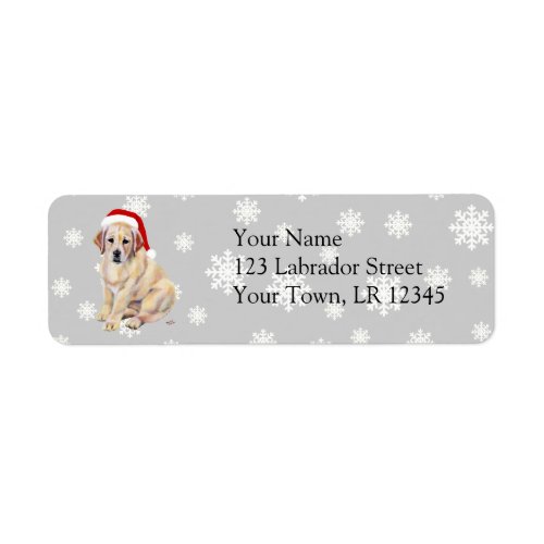Yellow Labrador Puppy  Santa Hat Christmas Label