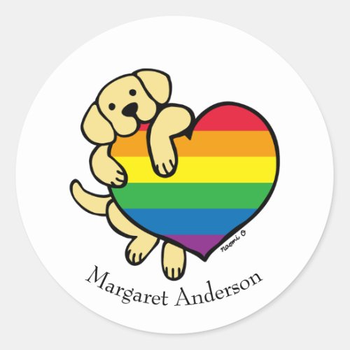 Yellow Labrador Rainbow Pride Classic Round Sticker