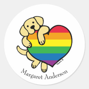 Yellow Labrador Rainbow Pride Classic Round Sticker