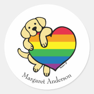 Yellow Labrador Rainbow Pride Classic Round Sticker