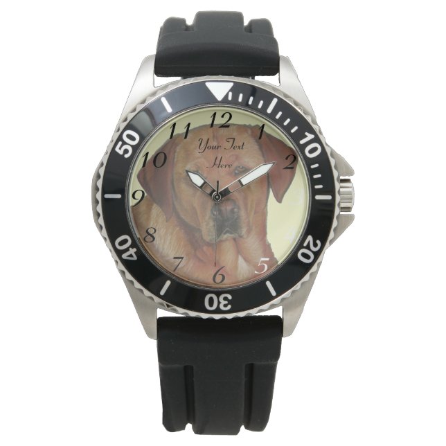 yellow labrador retreiver dog portrait art watch (Front)