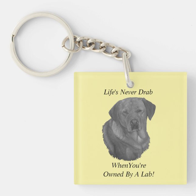 yellow labrador retreiver dog portrait fun slogan keychain (Front)