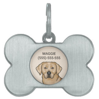 Yellow Labrador Retriever Art Cute Lab Dog Head Pet ID Tag