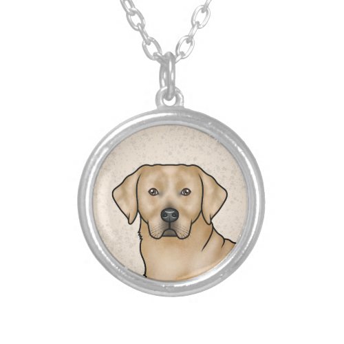 Yellow Labrador Retriever Art Cute Lab Dog Head Silver Plated Necklace