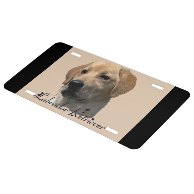 Yellow Labrador Retriever Art Gifts License Plate (Side)
