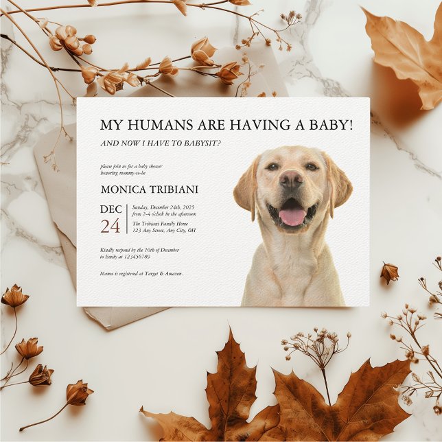 Yellow Labrador Retriever Baby Shower Minimalist Invitation (Yellow Labrador Retriever Baby Shower Funny Invitation)