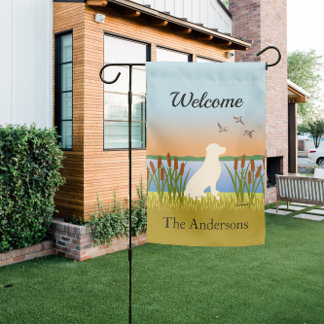 Yellow Labrador Retriever Bird Dog Sunset Garden Flag