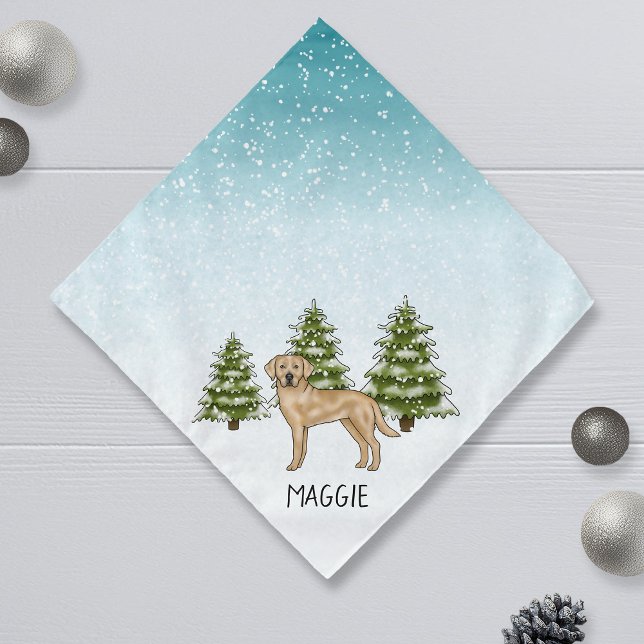 Yellow Labrador Retriever Blue Winter Custom Name Bandana (Creator Uploaded)