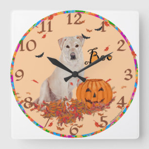 Yellow Labrador Retriever Boo! Square Wall Clock