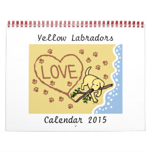 Yellow Labrador Retriever Cartoon Calendar 2015