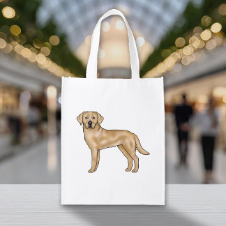 Yellow Labrador Retriever Cartoon Canine Dog Art Grocery Bag