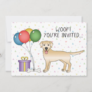 Yellow Labrador Retriever Cartoon Dog - Birthday Invitation